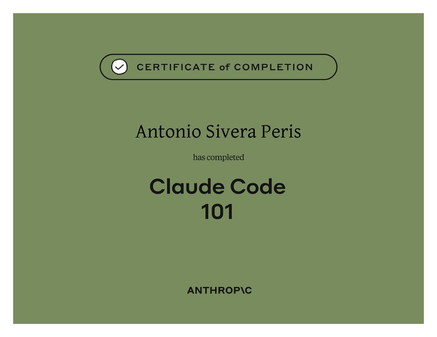 Diploma Claude Code 101 de Antonio Sivera